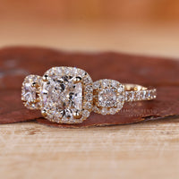 Round Cut Diamond Ring set in an elegant halo ring design.