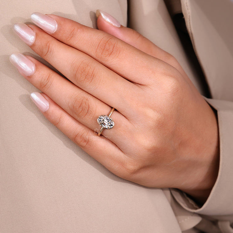 Matte finish ring with Lab Grown Diamond and 8 claw prong.
