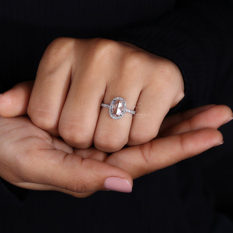 Oval Rose Cut Diamond Ring featuring unique cuts.