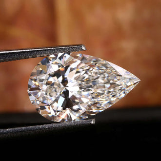 Pear cut diamond available in 2 carat lab grown option for custom designs.