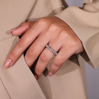 A classic diamond wedding band with a modern touch.
