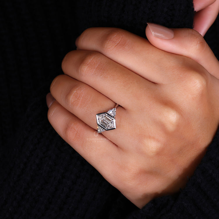 Hexagon Engagement Ring designed for a modern, elegant look.
