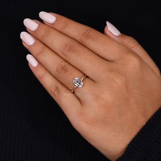 Handmade Jewelry with Round Diamond in Hidden Halo
