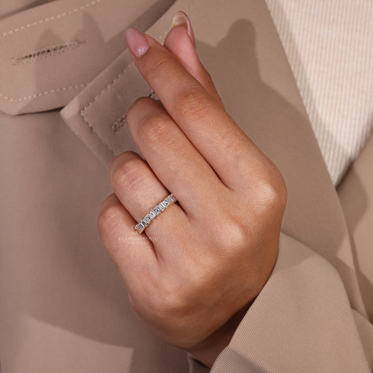 Handmade jewelry band with princess cut diamonds.
