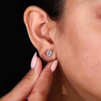 Diamond stud earrings, 4 prong setting, diamondrensu earrings
