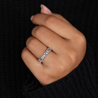 White gold diamond band with a timeless, elegant look.
