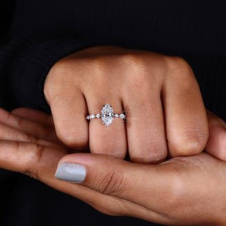 Dutch Marquise Cut Ring with a beautiful Lab Grown Diamond.
