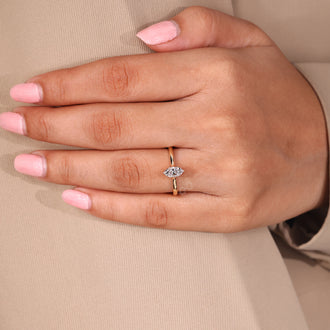 Custom engagement ring crafted with lab grown diamond in 6 prong setting.
