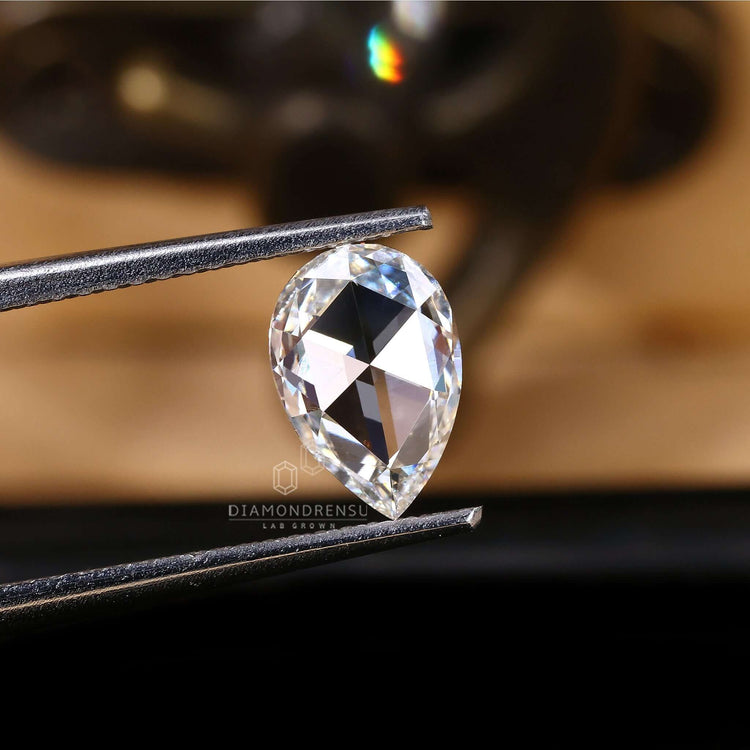 Lab grown diamond offered in pear rose cut diamond style.
