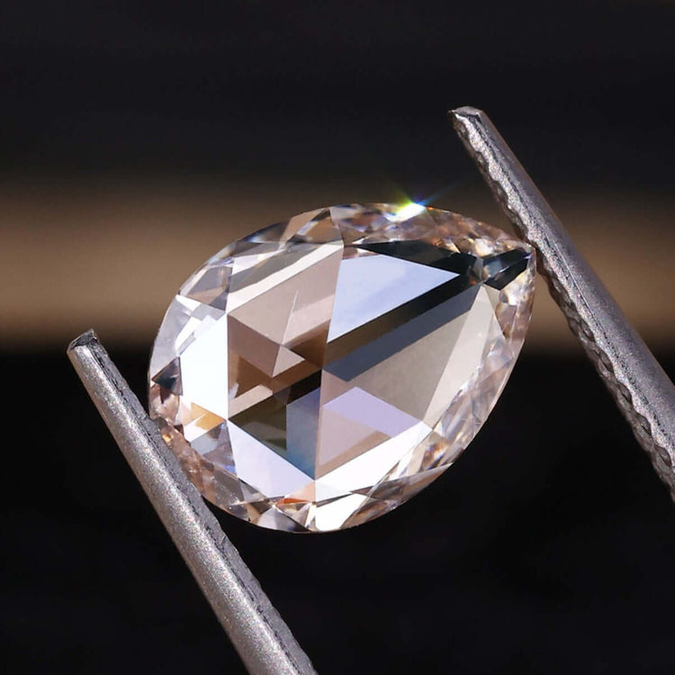 Rose Cut Pear Diamond available as a 1.21 carat diamond in loose format.
