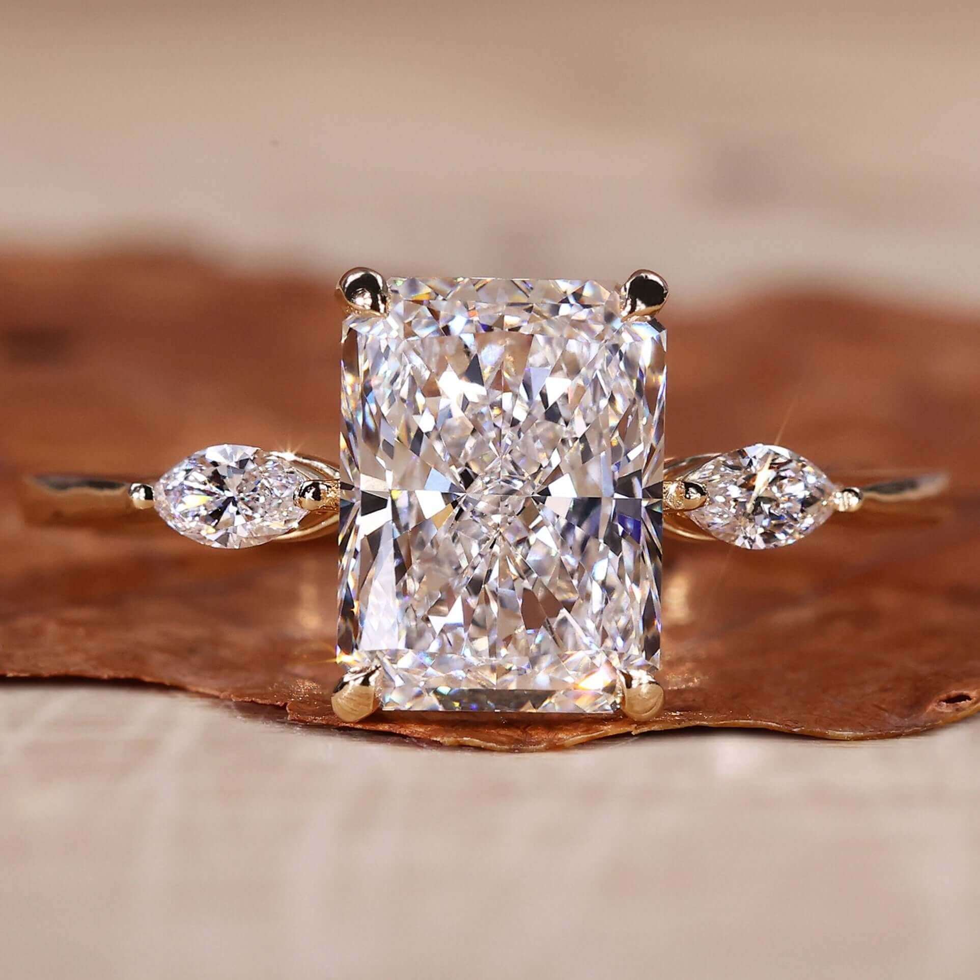radiant cut lab diamond engagement ring
