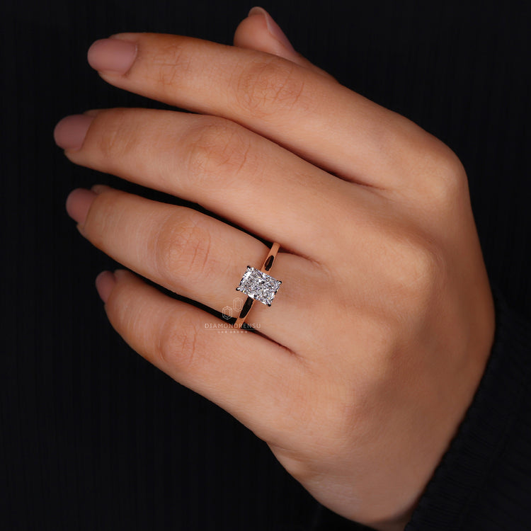 Cathedral engagement ring offering a stylish and elevated design.
