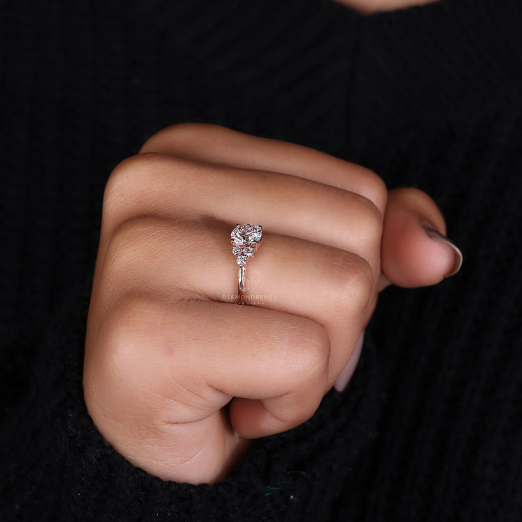 A round brilliant cut diamond shining brightly in a sleek setting.
