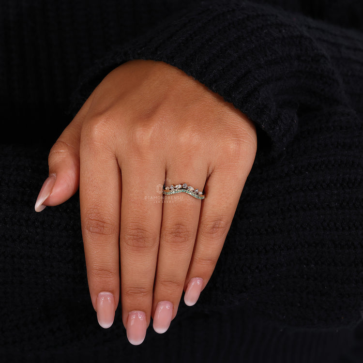 Sparkling lab grown diamond wedding band, an eco-friendly and affordable choice.
