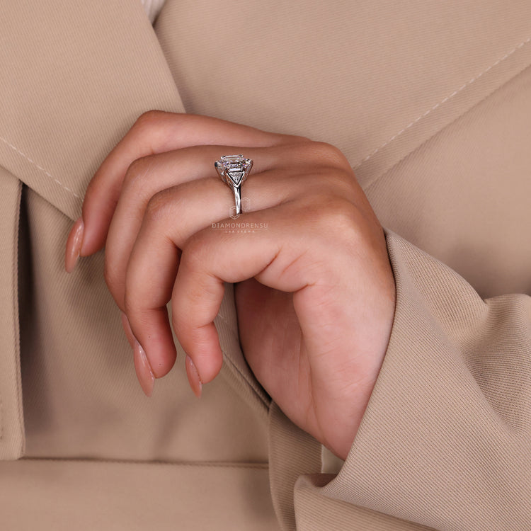 Handmade ring featuring bezel setting and knife edge shank.
