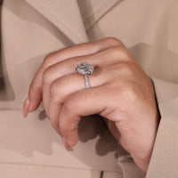 IGI certified Toi et Moi engagement ring with pave diamond ring.