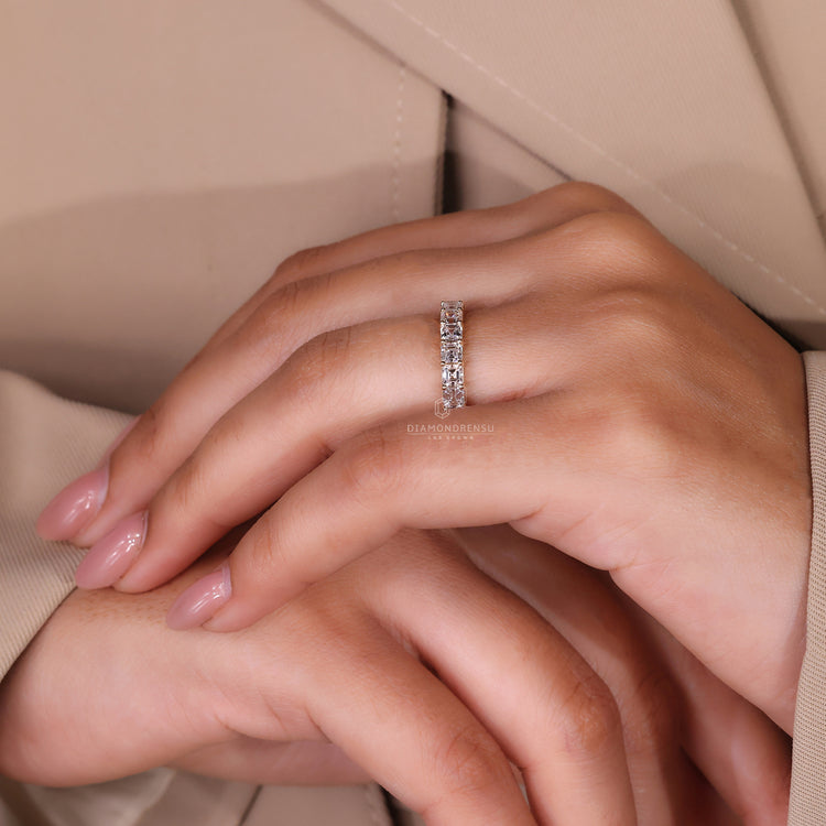 Custom Asscher cut wedding band design.