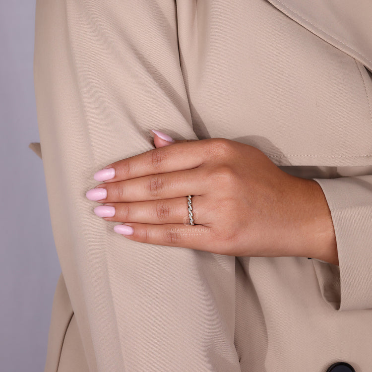 Round wedding band handmade band diamondrensu wedding band