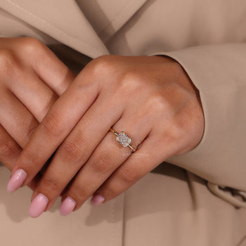 Elongated cushion cut engagement ring IGI certified
