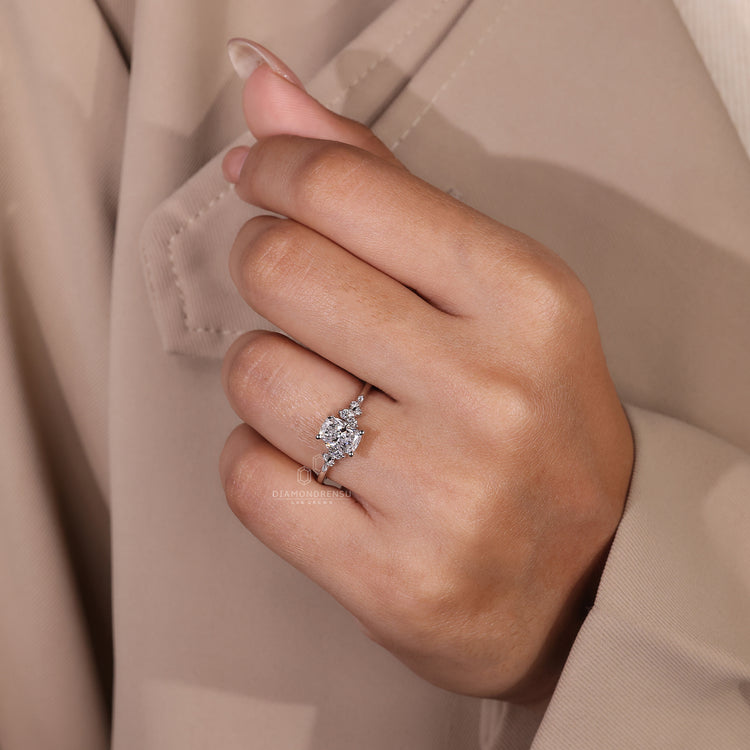 Round cut diamond set in a classic white gold diamond ring with a timeless design.
