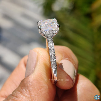 Classic 4 prong ring holding a radiant gemstone.