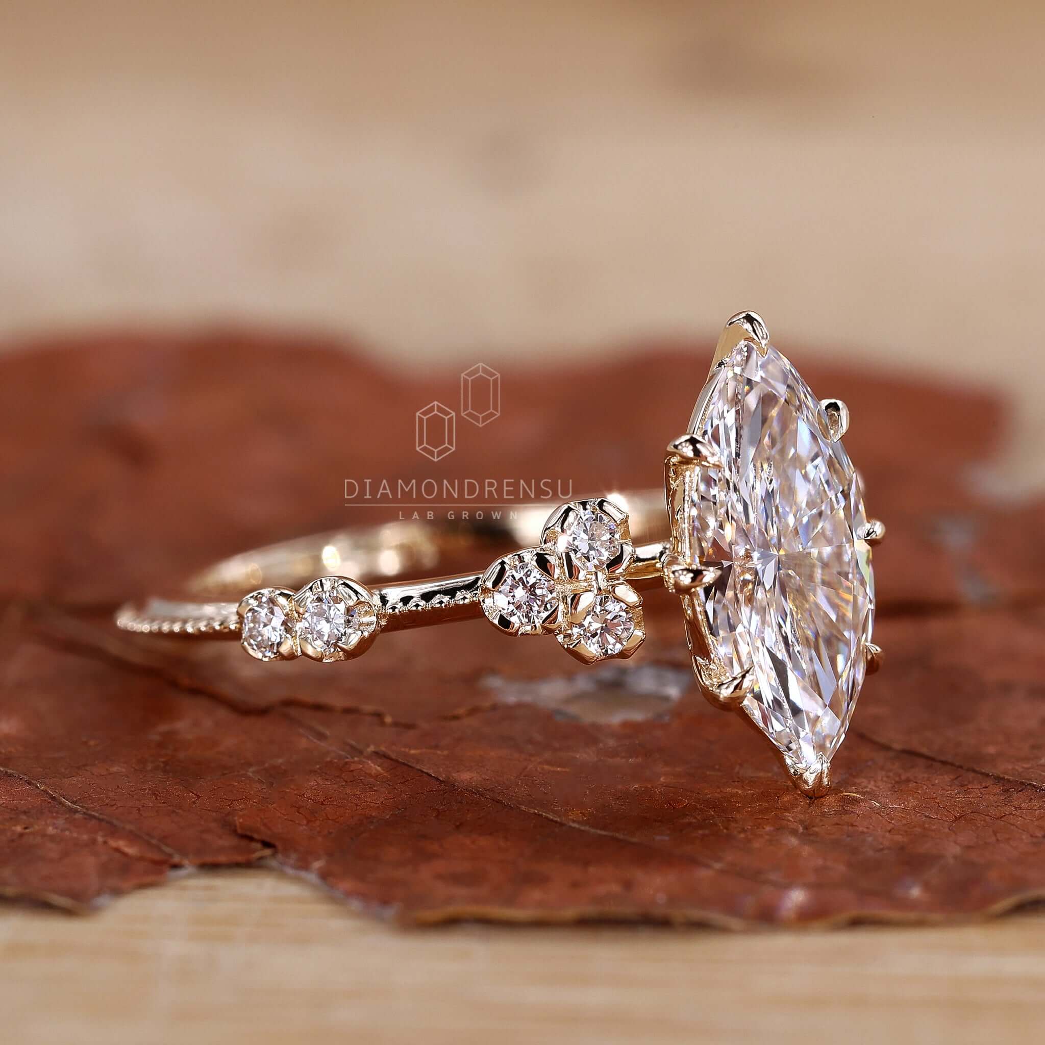 Sophisticated marquise wedding ring, exemplifying the blend of traditional elegance and contemporary flair.