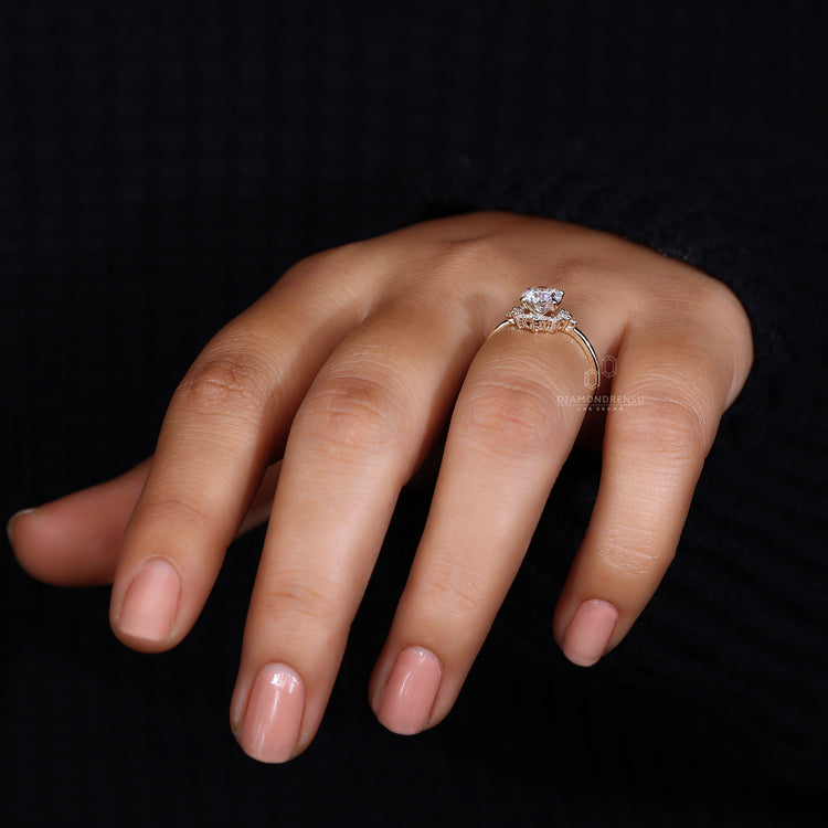 Halo diamond ring designed with precision and style.