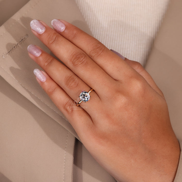 Lab grown diamond cushion cut ring by Diamondrensu.

