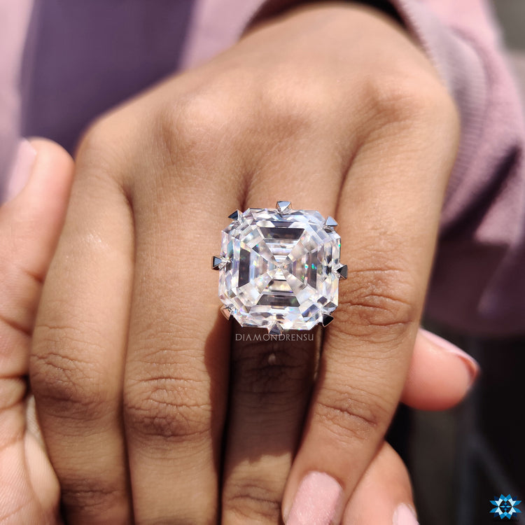 Pave wrap setting moissanite ring with extra sparkle