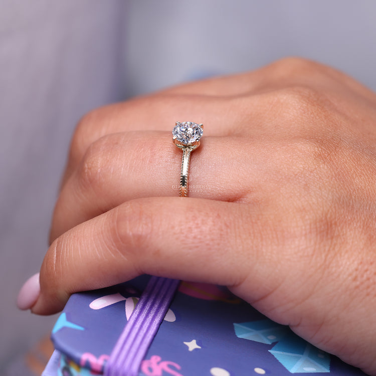 Milgrain setting ring featured in Custom Engagement Ring with Lab Grown Diamond.
