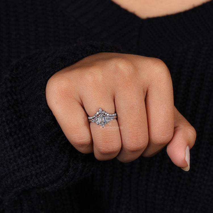 Pear Shaped Wedding Band in a sophisticated bridal set.
