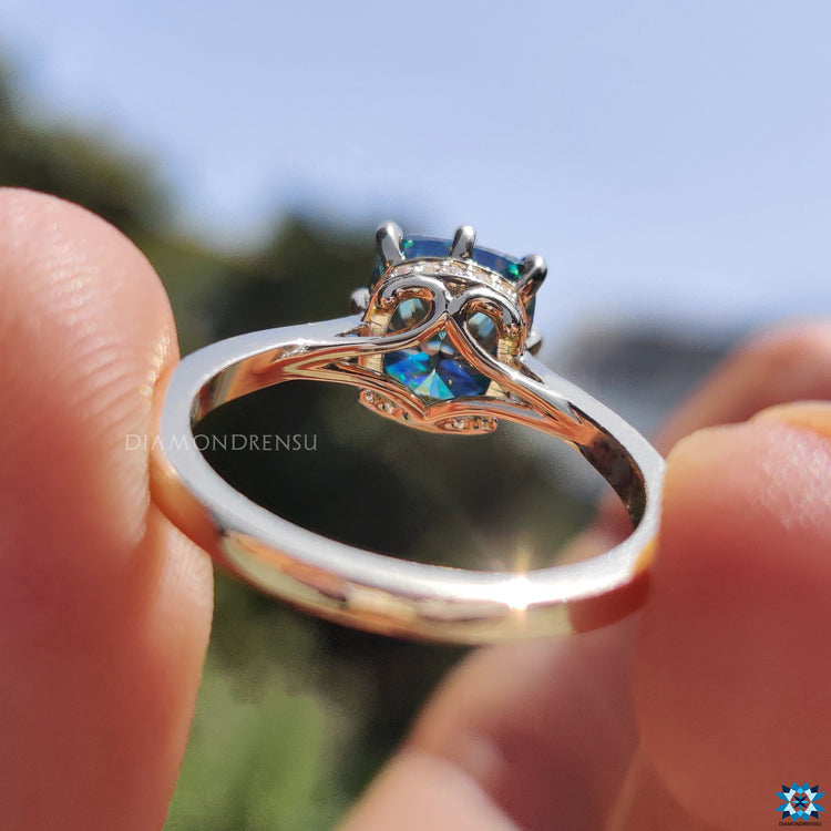 Custom moissanite ring tailored to your preferences.
