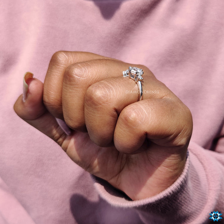 Four stone engagement ring with custom moissanite and prong setting