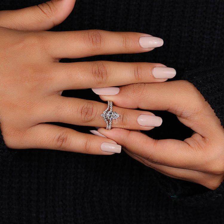 Round Diamond Pave Band adding brilliance to any bridal set.
