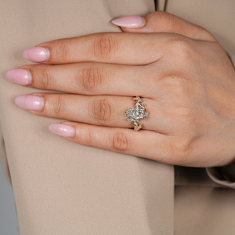 IGI certified pear cut lab grown diamond ring.