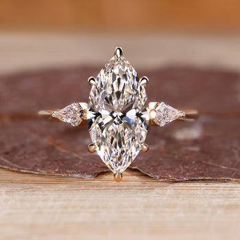 Marquise three stone diamond ring.
