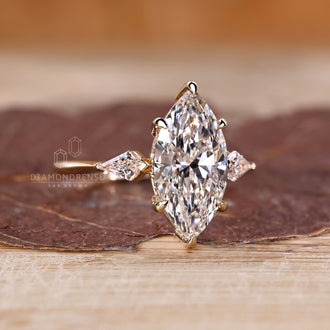 Tapered shank marquise diamond ring.
