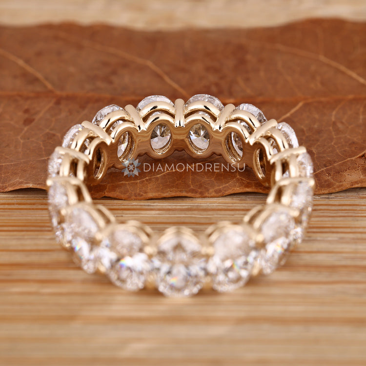 Oval Diamond Full Eternity Wedding Band with Basket Setting