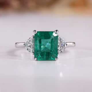 Three Stone Diamond Engagement Ring in white gold.
