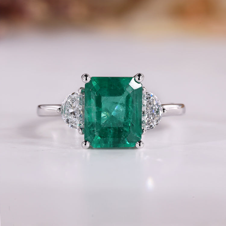 Three Stone Diamond Engagement Ring in white gold.
