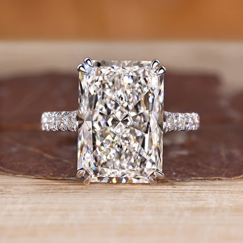 Radiant cut lab grown diamond ring.
