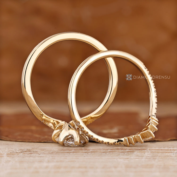 Stackable band completes this handmade bridal design.