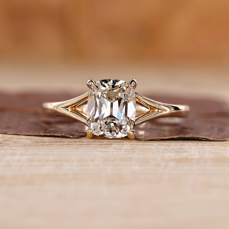 Old mine cut diamond ring with vintage charm.
