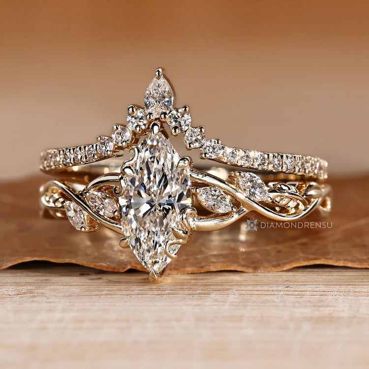 Marquise bridal set with a half eternity band.