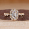 Emerald Cut Ring With Vintage Style And Milgrain Details.