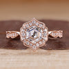 Hexagon Diamond Ring With Vintage Style And Milgrain Setting.