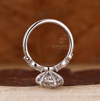 Lab grown marquise diamond ring.
