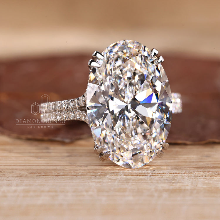 Buy engagement ring with double pave band.
