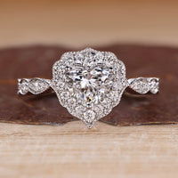 Heart Shaped Diamond Ring With Vintage Style And Milgrain Setting.