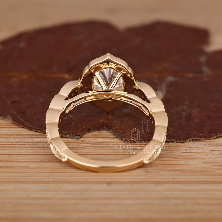 Vintage Inspired Oval Diamond Ring With Four Prong Setting.
